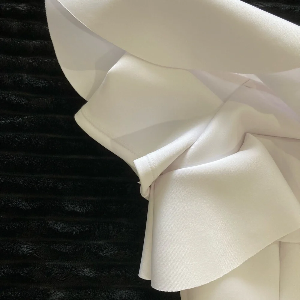 Guess White Asymmetrical Ruffle Top Dress Small - Picture 5 of 16